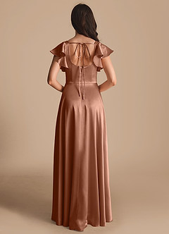 Azazie Bondi Bridesmaid Dresses Bronzer A-Line Bow Metallic Satin Dress image3