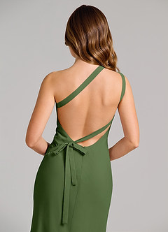 Azazie Monroe Brautjungfernkleider Etui One-Shoulder Chiffon Kleid Olivgrün image6
