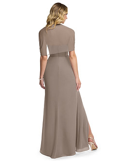 Azazie Zia Bridesmaid Dresses Taupe Sheath Side Slit Chiffon Convertible Dress image4