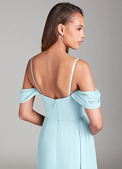 Azazie Amyra Bridesmaid Dresses Cloud Blue Sheath Off the Shoulder Chiffon Convertible Dress image7