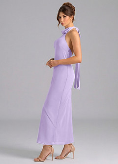 Azazie Velli Bridesmaid Dresses Lilac Mermaid High Neck Chiffon Dress image4