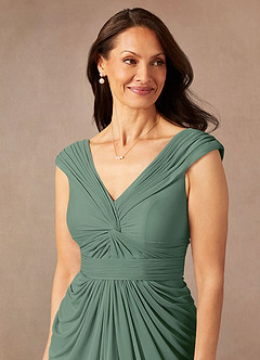 Azazie Lisolette Mère de la mariée Robes Robe Fourreau en Maille Plissée Eucalyptus image7