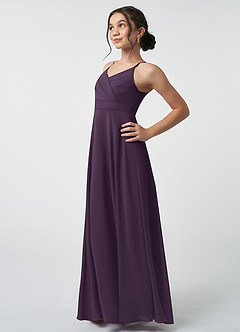Azazie Avelina Junior Plum A-Line Pleated Chiffon Dress image4
