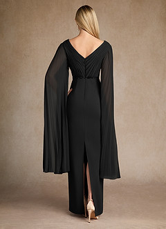 Azazie Ellsworth Mother of the Bride Dresses Black Column Pleated Stretch Crepe Dress image3
