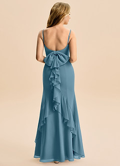 Azazie Lioren Junior 인어 절하다 쉬폰 플로어 길이 주니어 신부 들러리 드레스 image3