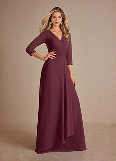 Azazie Mayfield Mother of the Bride Dresses Cabernet A-Line Pleated Chiffon Dress image4