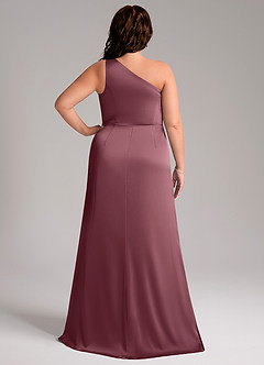 Azazie Phaedra Brautjungfernkleider A-Linie One-Shoulder Stretch-Satin Kleid Wüstenrose image9