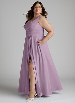Azazie Karina Bridesmaid Dresses Wisteria A-Line Pleated Chiffon Dress image7
