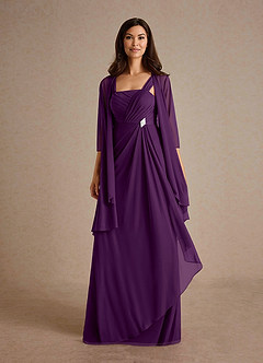Azazie Clinton Mother of the Bride Dresses Grape A-Line Pleated Mesh Dress image5