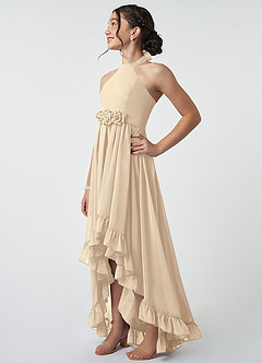 Azazie Hermione Junior Champagne A-Line Chiffon Dress image4