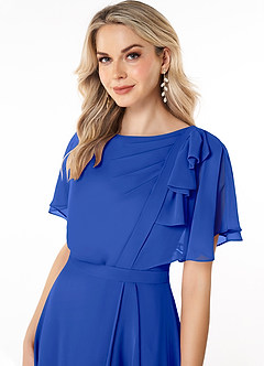 Azazie Aaliyah Modest Bridesmaid Dresses A-Line Scoop Pleated Chiffon Floor-Length Dress image5