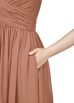 Azazie Angie Jurken voor bruidsmeisjes Jurk van Chiffon met A-Lijn Korset Bronzeertint image10