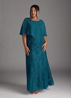 Azazie Whilhelmina Final Sale Ink Blue Mermaid Lace Chiffon Dress image11