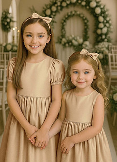 front Junior Bridesmaid Stretch Satin Headband