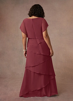 Azazie OHara Mother of the Bride Dresses Merlot A-Line V-Neck Chiffon Dress image14