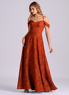 Azazie Marley Final Sale Black A-Line Off the Shoulder Floral Burnout Convertible Dress image3