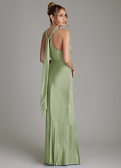 Azazie Reign Bridesmaid Dresses Dusty Sage Mermaid Pleated Stretch Satin Dress image7