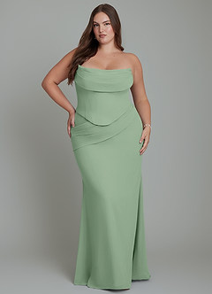 Azazie Sorrel Bridesmaid Dresses Matcha Mermaid Corset Chiffon Dress image16