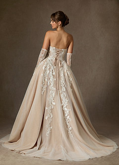 Azazie Sonnet Robes à essayer chez vous Robe Princesse en Dentelle Bustier Diamant Blanc Champagne image3