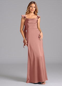 Azazie Adi Brudtärnklänningar Klä av A-Linje i Stretch Satin Plisserad Rosett image1