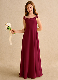 Azazie Puppy Girls Formal Flower Girl Dresses Burgundy A-Line Pleated Chiffon Dress image4