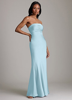 Azazie Saylor Brudtärnklänningar Klä av Sjöjungfru i Stretch Satin Axelbandslös Himmelsblå image4