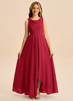 Azazie Mannie Junior Linia A Pofałdowany Szyfon Asymetryczny Młodsza druhna Sukienka image6