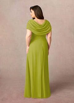 Azazie Mary vestidos de madre de la novia Vestido de Hierba De Limón de Gasa de Corte en A con Corte Lateral image8