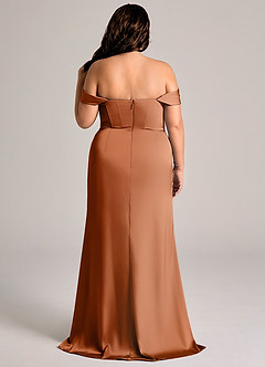 Azazie Johana Bridesmaid Dresses Copper Mermaid Off the Shoulder Stretch Satin Convertible Dress image9