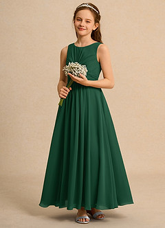 Azazie Ducky Girls Formal 플라워 걸 드레스 A라인 주름진 쉬폰 발목 길이 드레스 image6