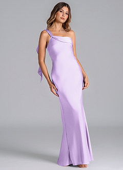 Azazie Driea Brudtärnklänningar Klä av Sjöjungfru i Stretch Satin Ena axeln Lila image1