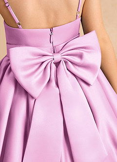Azazie Davine vestidos de niña de las flores Vestido de Rosa Caramelo de Satin Mate de Corte En A con Tirante Espagueti image10