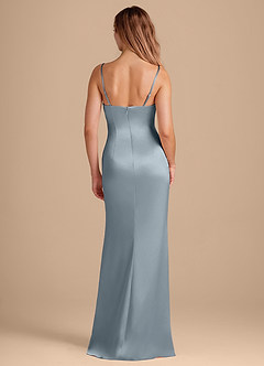 Azazie Camila Bridesmaid Dresses Dusty Blue Sheath Sweetheart Neckline Metallic Satin Dress image5