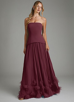 Azazie Alex Brautjungfernkleider A-Linie Korsett Chiffon Kleid Cabernetrot image5