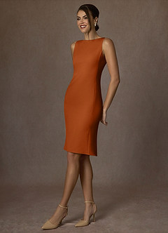 front Kennedy Laranja Queimada Conjunto de paletó estruturado e tecido elástico