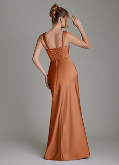 Azazie Agustina Bridesmaid Dresses Copper Mermaid Corset Stretch Satin Dress image2