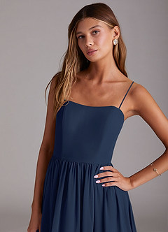 Azazie Calianna Bridesmaid Dresses Dark Navy A-Line Off the Shoulder Chiffon Convertible Dress image2