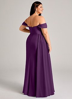 Azazie Amyra Bridesmaid Dresses Grape Sheath Off the Shoulder Chiffon Convertible Dress image14