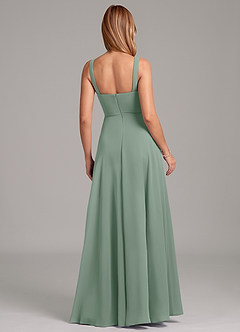 Azazie Shaude Bridesmaid Dresses Silver Sage A-Line Pleated Chiffon Dress image2