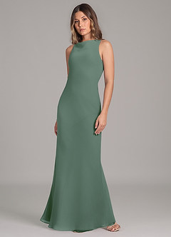 Azazie Allettie 신부 들러리 드레스 인어 쉬폰 바닥 길이 드레스 image3