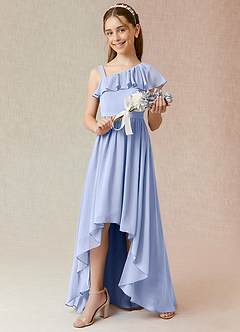 Azazie Mango Junior Robe Trapèze en Mousseline de soie Rayé Eis image2