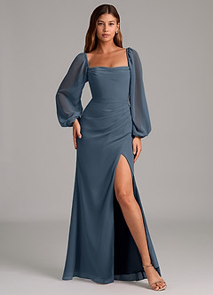 Azazie Brixley Bridesmaid Dresses Neptune Mermaid Long Sleeve Chiffon Dress image4