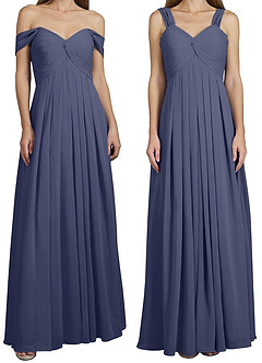 Azazie Kaitlynn Bridesmaid Dresses Stormy Empire Ruched Chiffon Convertible Dress image8