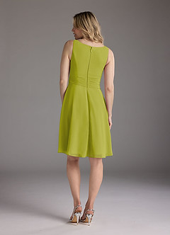 Azazie Shirley Mother of the Bride Dresses Lemongrass A-Line Scoop Pleated Chiffon Dress image6