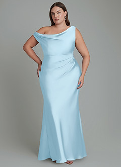 Azazie Emerson Brudtärnklänningar Klänning av Sjöjungfru i Stretch Satin Off the shoulder Himmelsblå image8