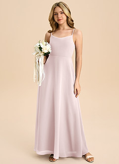 Azazie Shale Junior Robe Trapèze en Mousseline de soie Arc Rose Pâle image5