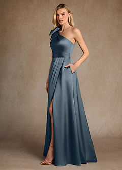 Azazie Easton Mother of the Bride Dresses Twilight A-Line One Shoulder Stretch Satin Dress image2