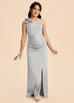 Azazie Remi Junior Etui Seitliche Cut-Outs Stretch-Satin Kleid Silber image6