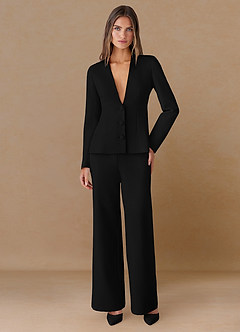 front Elara Svart Raffinerad vävd skräddarsydd kavaj