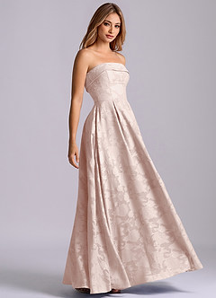 Azazie Lucienne Jurken voor bruidsmeisjes Jurk van Bloemen Burn-out met A-Lijn Strapless Blozend Roze image1